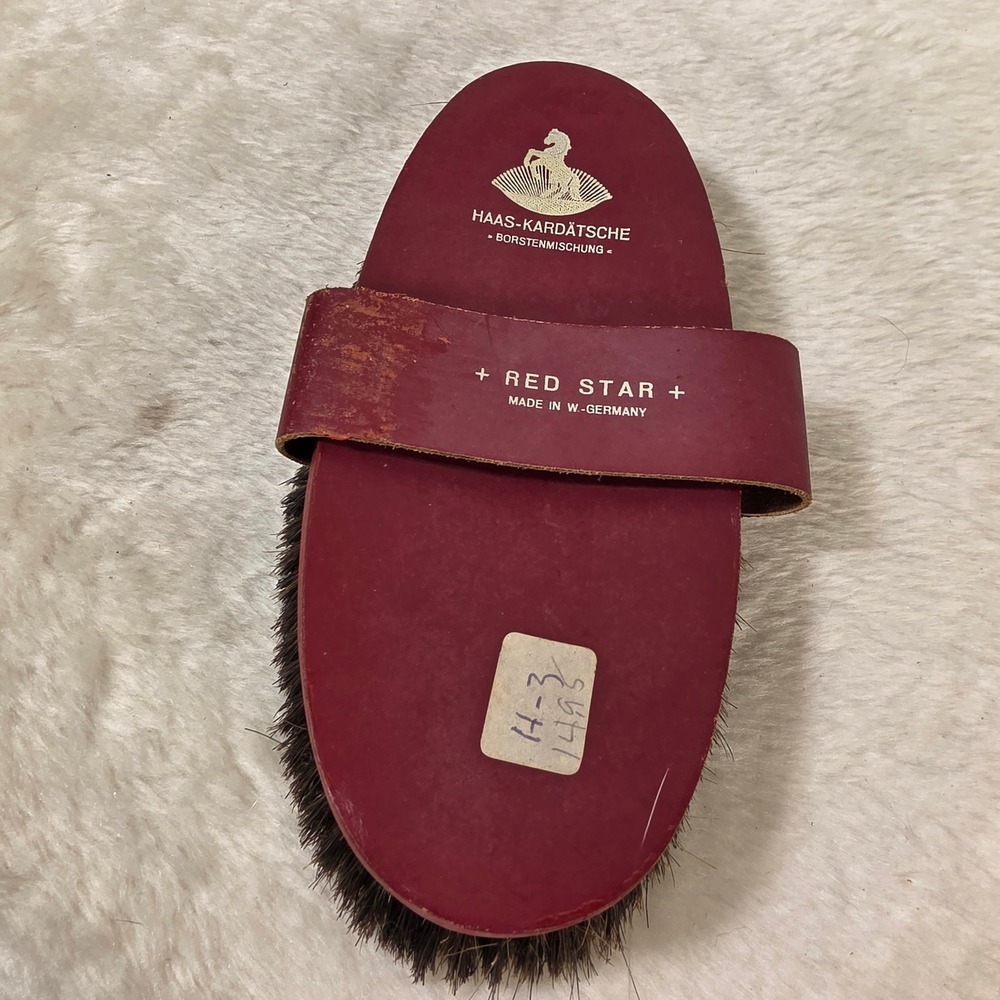 Vintage Unused Haas Red Star Horse Grooming Brush Horsehair West Germany